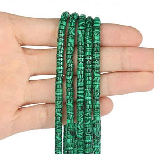 1 Brin 4x2mm Pierres Précieuses Naturelles Perles Heishi, Cylindre Plat Rond non Teint de Malachite pour Bracelet, Boucles d'Oreilles et Fabrication de Bijoux