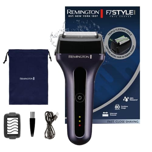 Remington Rasoir à grille électrique F7 (3 grilles flexibles de rasage pour poils longs et courts, rasage rapide et doux, humide et sec, 100% étanche, tondeuse précision, batterie lithium) F7000