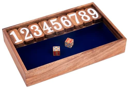 Engelhart - 350121 - Shut The Box 2 Joueurs - Jeu de Trac - Jeu de café - Jeu de Famille - Jeu en Bois Ecologique - à partir de 6 Ans