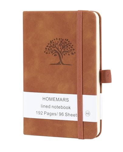 HOMEMARS Carnet de Notes, Petit Carnet, Petit Cahier, 3 Paquet, Cahier de Note, Carnet de Voyage, 14.4 cmx9.6cm, Marron, 192 Pages Chacune, Couverture Rigide, Motif d'arbre en Relief, Cuir végétalien