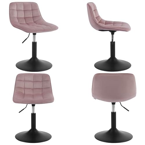 WOLTU 1 X Tabouret de Maquillage Tabouret Coiffeuse Réglable Chaise de Salle à Manger Chaise Travail Chaise Pivotante Velours pour Bureau Domicile Magasin, Hauteur Réglable de 38-49.5cm, Rose