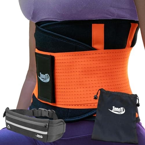 InnoTi Ceinture Lombaire pour Homme et Femme - Ceinture Dorsale de Soutien Lors D'activités Sportives, de Gym et au Travail - Prévient Les Blessures et Le Mal de Dos - Compression à Double Réglage XL