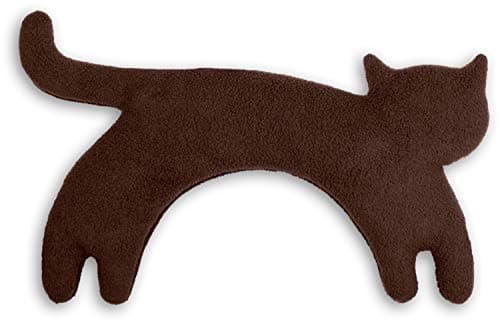 LESCHI Coussin chauffant - Bouillotte micro-ondes - Animal : chat marron - Bouillotte graines de blé bio souple - Idéal pour se réchauffer en hiver et tensions au niveau cou, épaules, nuque