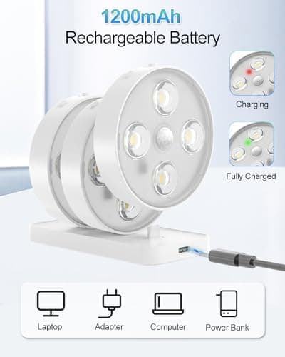 Kinamy Lampe Placard Detecteur de Mouvement, Eclairage LED Cuisine Sous Meuble 3 Pièce Rechargeable, Spot Led Sans Fil avec Telecommande 13 Couleur RGB Dimmable, Lumiere Armoire pour Escalier Vitrines