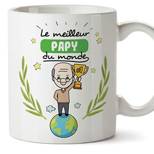 Mugffins Papi Tasse/Mug - Le Grand-Père du Monde - Tasse Originale/Idee Fête des Pères/Cadeau Anniversaire/Future Papi. Céramique 350 ML