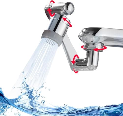 NOVIBLE - Rallonge Robinet Magique Pivotant 1440° - Mousseur Robinet en Laiton avec Douchette pour Cuisine et Salle de Bain - Extension de Robinet Multifonction Rotatif