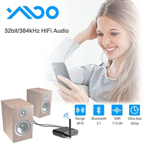 YMOO HD Récepteur Bluetooth 5.1, Hi-FI Adaptateur Bluetooth Aptx-LL/AptX HD avec DAC Audiophile, Sortie Analog L/R RCA/Optical/Coax pour Ampli Stereo/Récepteur AV/Audio Stéréo, Longue Portée