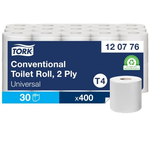 Tork 120776 Papier toilette universel / Compatible avec le système T4 / 2 plis / lot de 30 (30 x 400 feuilles)