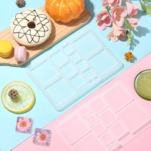 UR URLIFEHALL Lot de 5 moules carrés en silicone pour cabochon en résine pour bijoux, loisirs créatifs, décoration d'intérieur, loisirs créatifs