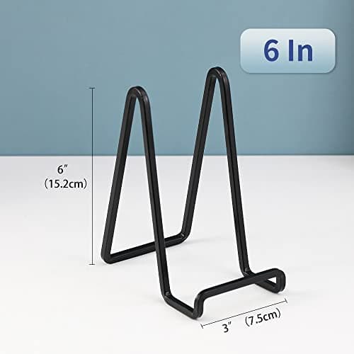 Chevalet Support Presentoir Porte Assiette - 6 Pouces Metal Support Assiette Decorative - Support Cadre Photo de Table - Présentoir de Fer pour Plaque | Livre Cuisine | Carte Postale | Art - Noir
