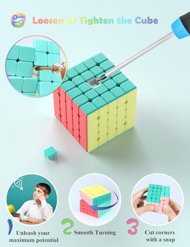 ROXENDA 5x5 Cubes Magiques, 5x5x5 Jouets pour la Concentration et Les Exercices de Combinaison, sans Autocollants, avec Macarons, Couleurs Vives, pour Enfants et Adolescents (5x5x5)