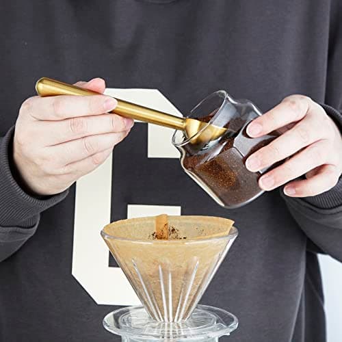 Easyworkz Cuillère à café en acier inoxydable à long manche creux, cuillère à mesurer pour café moulu et thé en vrac,Or en laiton