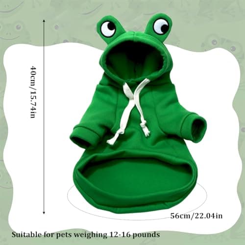 Grenouille sweat à capuche basique pour chien, Veste Chaude pour Animaux, Sweat à Capuche pour Chien, pour Chats Petits Chiens Moyens, Convient pour 12 à 16 livres, vert, XL