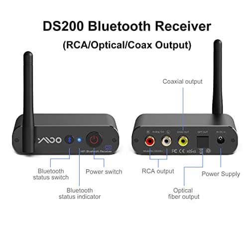 YMOO HD Récepteur Bluetooth 5.1, Hi-FI Adaptateur Bluetooth Aptx-LL/AptX HD avec DAC Audiophile, Sortie Analog L/R RCA/Optical/Coax pour Ampli Stereo/Récepteur AV/Audio Stéréo, Longue Portée