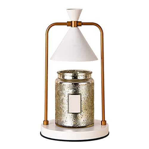 Lampe Chauffe Bougie Parfumée, Brûleur Cire Parfumée Électrique, Chauffe-Bougie Brûleur de Cire Rétro, Brûleurs à Huile Candle Warmer, Luminosité Réglable, avec Minuterie et 2 Ampoules Halogènes 50W