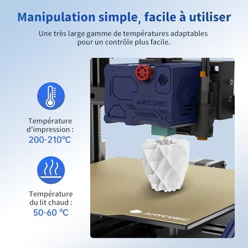 ANYCUBIC Filament PLA pour Imprimante 3D, 1KG de Filament PLA de 1,75 mm pour l’impression 3D sur Imprimante 3D et Stylo 3D, Avec RFID, Blanc Brillant