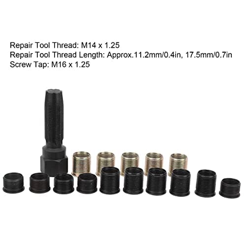 Outil de réparation de filetage, Outils et dépannage Kits de réparation de filetage de bougie d'allumage M14x1.25 Kit de rechapage en acier au carbone