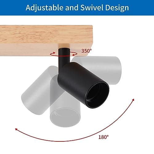 ANWIO Plafonnier Spots, 3 Spots de Plafond Led Intérieurs Base E27, Spots de Plafond Noirs avec Base Rectangulaire, Spots de Plafond LED Rotatifs (Sans Ampoules).