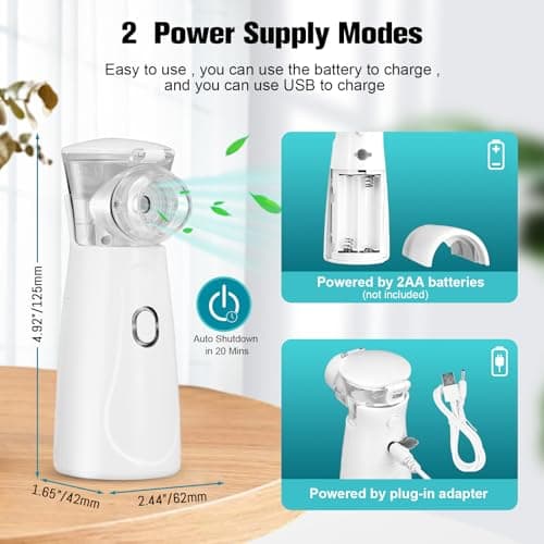 Towwoo Inhalateur Nébuliseur Portable, Inhalateurs Rechargeables avec Embout Buccal et 2 Masques, Aérosol Silencieux pour Enfants et Adultes, Machine Aérosol pour la Maison et les Voyages