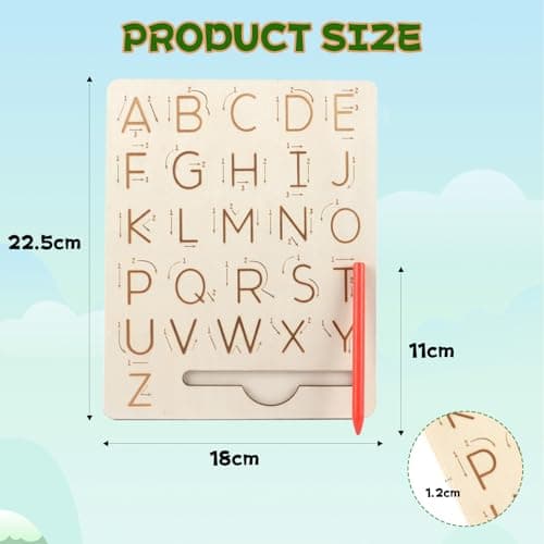 Planche de Traçage de Lettre en Bois Double Face, Lettres Trace ABC, Jouet Educatif Montessori pour Maternelle, ABC Alphabet Game Lettres D'entraînement, Préscolaire Cadeau pour 3 4 5 Ans Enfants