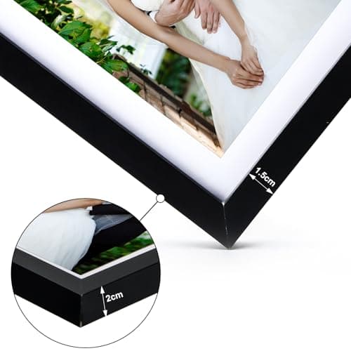 kollyseek set de 5 cadres photo 10x15 cm en MDF et verre acrylique cadre photo noir cadre photo en bois, à suspendre et à poser, salon à poser et à suspendre, cadre décoratif noir
