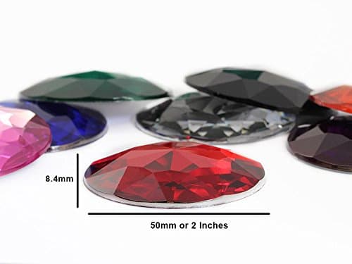 50mm Extra Large Self Adhesive Round Jewels Acrylic Rhinestones Stick on Plastic Gems for Cosplay - 2 Pieces (Crystal AB H702)