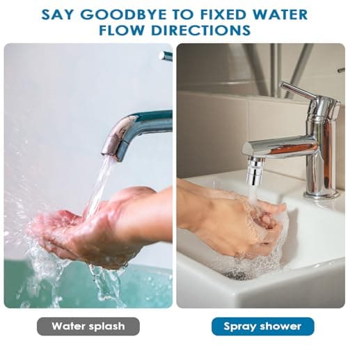 Baxcdyswe 2 Pièces Mousseur Robinet Economie Eau, 360° Pivotant Embout Robinet Cuisine, Embout Robinet Salle de Bain, Embout Mitigeur Cuisine Douchette, Adaptateur Robinet Cuisine Extension
