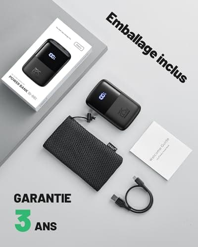 INIU Batterie Externe, Mini 10000mAh 22.5 W Power Bank Charge Rapide Chargeur Portable, USB C Out & Input Powerbank avec Support pour iPhone 16 15 14 13 Pro Max Plus Samsung S23 S22 AirPods iPad etc