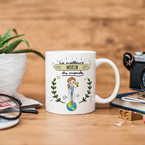 Médecin Tasses Originales de café et Petit-déjeuner à Donner Travailleurs Professionnels - La Meilleure Médecin du Monde - Céramique 350 ML