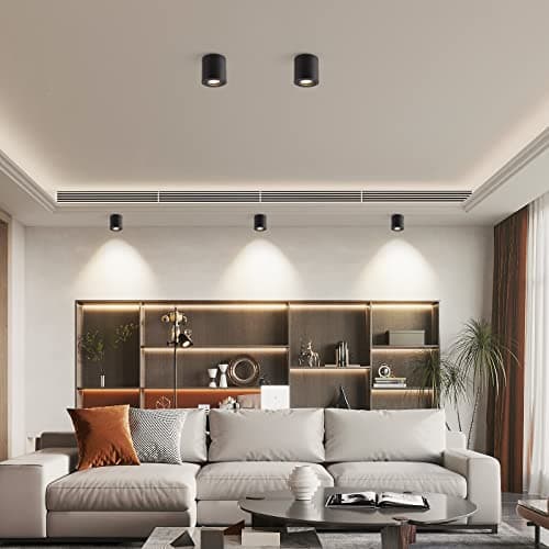Gleonlux LED spots GU10 plafonniers plat orientable 230V en Saillie Cadre avec douille spot plafond éclairage de plafond aluminium rond noir downlight luminaire plafonnier salle de bain,salon