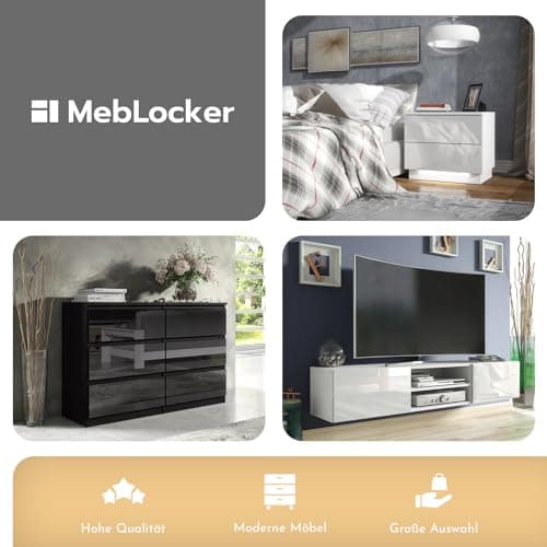 MebLocker Commode à 6 tiroirs, 120 cm, idéale pour Le Salon, la Chambre à Coucher, la Chambre d'enfant, la Chambre d'adolescent et Le Bureau, Solution Moderne et élégante (Blanc)