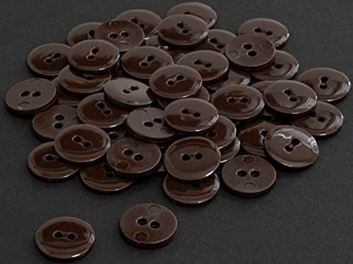 AERZETIX - C65534 - Lot de 50 Boutons à coudre ronds Ø15x2.2 mm à 2 trous L24 24L en plastique - couleur: marron foncé - diamètre de l'ouverture 2 mm - mercerie couture vêtements décoration