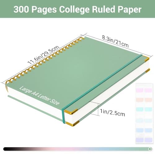 Yarotm Carnet de Note A4-1 Pièce Ligne Notebook Spirale - A4 Ligné Bloc Note 110g / m2 - 21x29.5cm Carnet Spirale Hardcover - 150 Feuilles Cahier de Note Journal Bureau Agenda, Vert