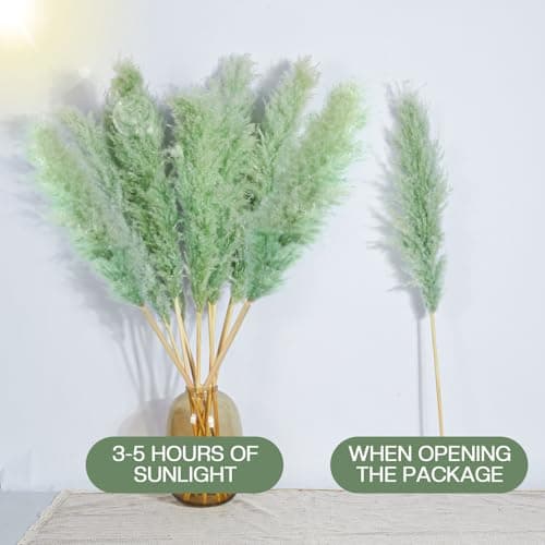 10 pcs Pampas Sechees Decoration - DATEFUN Bouquet Fleurs Séchées Naturelles 100 cm - Pampa Herbe pour Decoration Boheme, Décoration Maison, Deco Mariage Champetre (Vert)