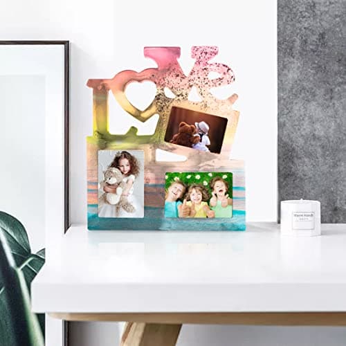 Voyyphixa DIY Moulle Resine Epoxy Cadre Photo Moule Silicone Rectangle Cadres Photo Love Moule de Coulée pour Saint Valentin, Cadeau d'amour De La Fête des Mères (Rectangle Photo Frame)