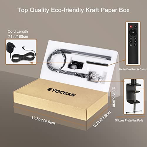 EYOCEAN Lampe de Bureau 12W, avec Télécommande, LED Protection des Yeux, Température de Couleur Réglable, Contrôle Tactile, Fonction de Mémoire et de Chronométrage, pour Beau Travail Lecture Plaisir