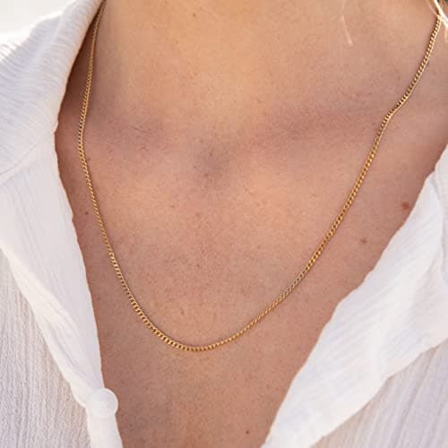 Made by Nami Collier pour Homme en Acier Inoxydable - Chaîne à Maillons en d'Or Massif de 60 cm - Chaîne pour Homme Artisanale - Cadeau pour Lui - Bijoux pour Homme (Or 2mm)
