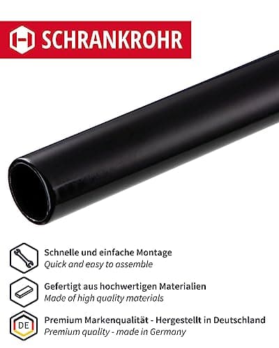 Gedotec placard tube acier inoxydable noir vêtements rond placard bar pour vêtements armoires penderie | 1300 mm rond | Tube meuble Ø 20 mm | Acier inoxydable noir - rail garde-robe vintage - 1 pièce