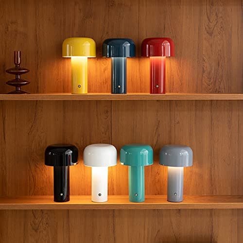 Lampe de table champignon, lampe de table sans fil, lampes de chevet à intensité variable, lampes de table tactiles LED, lampe de table rechargeable pour salon, chambre, bar, salle à manger, jaune