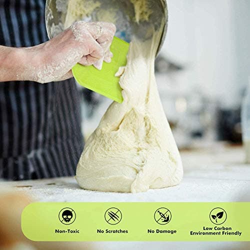 Corne Patisserie Coupe Pate Pain - SURDOCA 3PCs Plastique PE Sans BPA Souple Coupe Pate Patisserie, Bord et Coin Tranchants Coupe Pate Boulangerie, Antidérapante Corne de Boulanger Racloir Patisserie