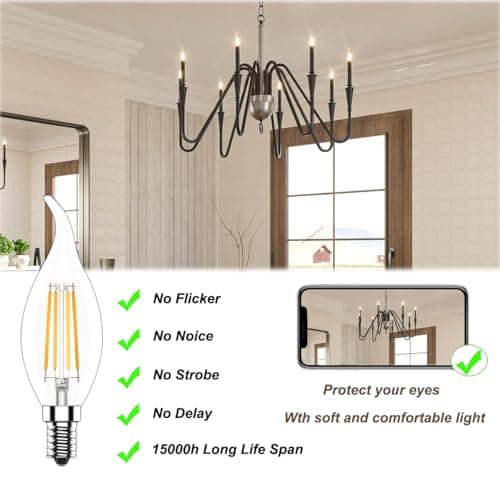 Zcexhph Ampoules Bougie à Filament LED E14,C35 4W Ampoule à Filament,Blanc Chaud 2700K Lampe de Bougie Vintage,400LM,Non Dimmable Ampoule Edison,10 Pièces