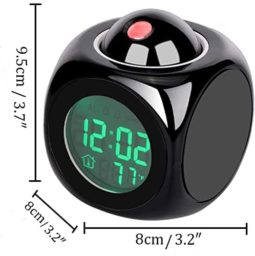 Kaishuai Reveil Réveil numérique Reveil projecteur,Fonction Snooze,Port de Charge USB,Noir Réveil à Projection Numérique