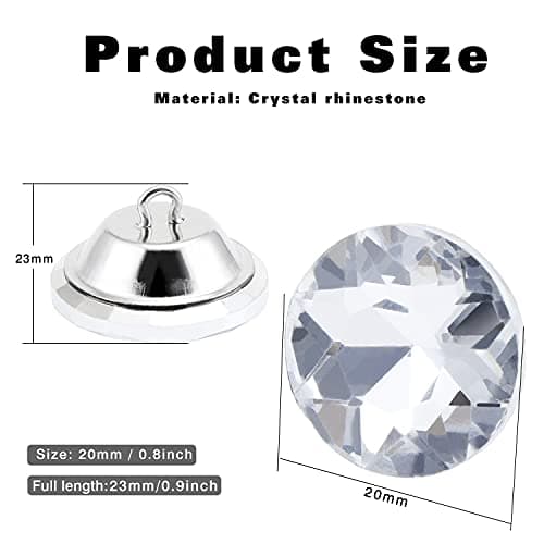 Coolty Lot de 60 boutons en cristal transparent avec boucle en métal pour couture, canapé, lit, tête de lit, loisirs créatifs et décoration (20 mm)