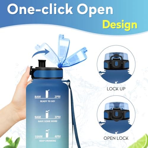 KollyKolla Gourde 1.5L Sport, Gourde Grande, Étanche et Réutilisable, Bouteille d'eau avec Marqueur de Temps et Filtre, Gourde Graduée pour 1 Journee, Adulte, Gym, l'école, Voyage, Camping, Randonnée