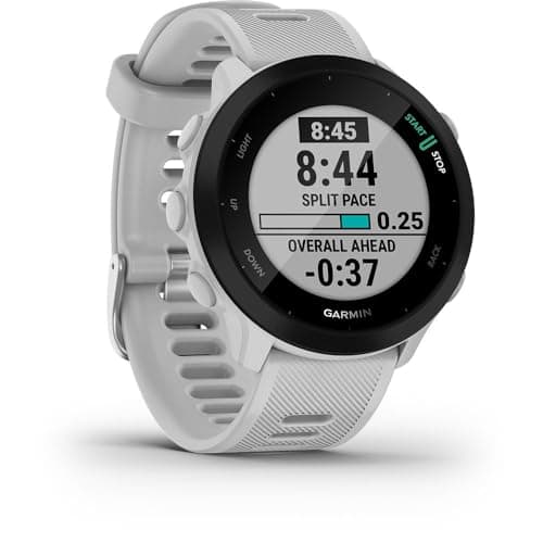 Garmin – Forerunner 55 - Montre GPS multi-activités running avec fonctions d’entrainement Garmin Coach et cardio au poignet – Blanche