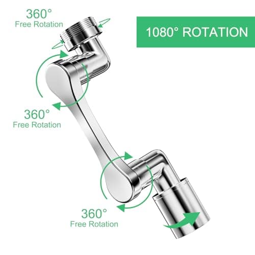 Ghazpmuk Robinet à Rallonge Rotatif Multifonctionnel, Aérateur de Robinet, Mousseur Robinet de Rallonge Pivotant à 1080°, Extension Robinet Avec 2 Modes de Pulvérisation, pour Cuisine Salle de Bain