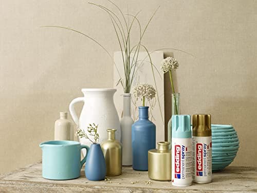 edding 5200 spray permanent - or précieux mat - 200 ml - peinture acrylique pour peindre ou décorer verre, métal, bois, céramique, plastique, toile - peinture acrylique en aérosol