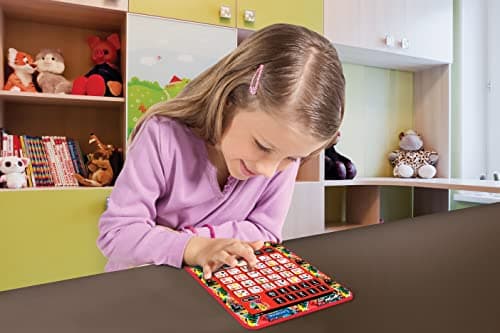 LEXIBOOK, Miraculous Ladybug Cat Noir Tablette éducative Interactive bilingue Jouet pour Apprendre Les Lettres de l'alphabet Chiffres Mots orthographe et Musique Anglais/Allemand Rouge JCPAD002MIi3