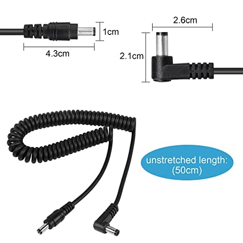 Cordon d'alimentation DC 5.5mm x 2.1mm, câble Adaptateur DC 5.5mm x 2.1mm mâle vers mâle Droit,Stretched up to 1.5M