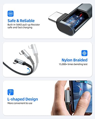 SUNGUY Câble USB C Coudé, 0.5M 10Gbps USB 3.1 Gen 2 Câble USB C vers USB, Type C Charge Rapide Compatible avec Android Auto, Galaxy S22, SSD, Huawei P30/P20, Xiaomi-Gris